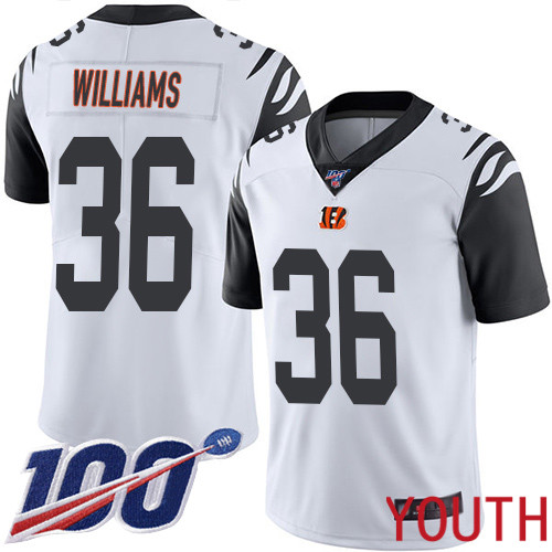 Cincinnati Bengals Limited White Youth Shawn Williams Jersey NFL Footballl #36 100th Season Rush Vapor Untouchable->youth nfl jersey->Youth Jersey